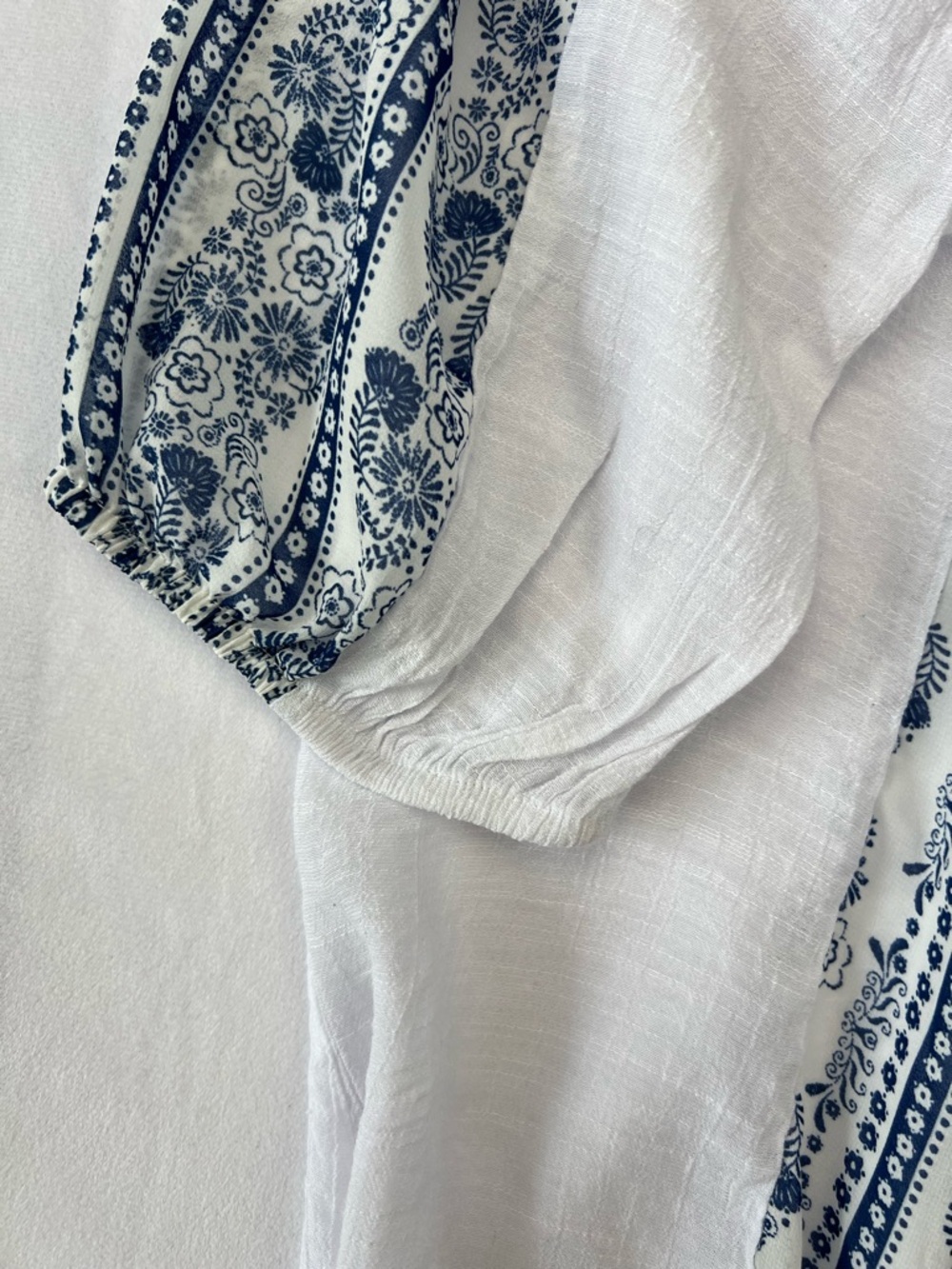 Fig & Flower Bohemian Gauzy 3/4 Sleeve Half Button Peasant Tunic Top - 2X 3X - Picture 7 of 8